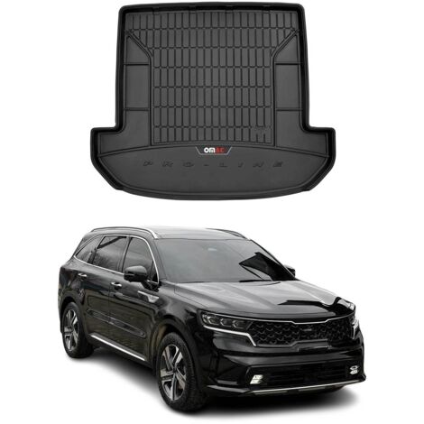 Tapis de Coffre 3D TPE Premium Compatible avec Kia Sorento III 2015 à 2023, Bac de Protection de Coffre Intérieur antidérapant Revêtement de Coffre pour Voiture Noir