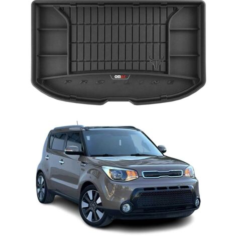 Tapis de Coffre 3D TPE Premium Compatible avec Kia Soul II 2013-2018 - Bac de Protection de Coffre Intérieur antidérapant Revêtement de Coffre Bords Hauts pour Voiture Noir