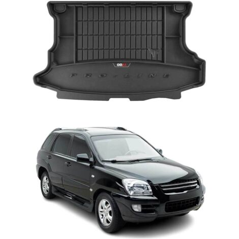 Tapis de Coffre 3D TPE Premium Compatible avec Kia Sportage II 2004-2010 - Bac de Protection de Coffre Intérieur antidérapant Revêtement de Coffre Bords Hauts pour Voiture Noir