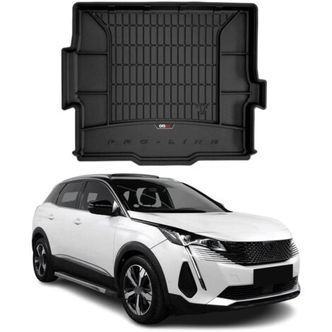 Tapis de Coffre 3D TPE Premium Compatible avec Peugeot 3008 II 2016 à 2024 Plancher supérieur du Coffre, Bac de Protection de Coffre Antidérapant Revêtement de Coffre pour Voiture Noir