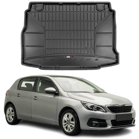 Tapis de Coffre 3D TPE Premium Compatible avec Peugeot 308 Hatchback 2013-2022  Bac de Protection de Coffre Intérieur antidérapant Revêtement de Coffre Bords Hauts pour Voiture Noir
