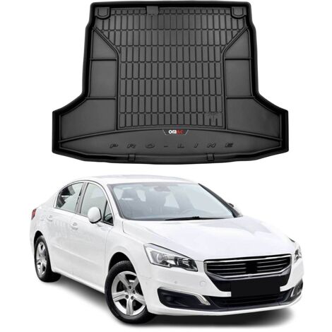Tapis de Coffre 3D TPE Premium Compatible avec Peugeot 508 2010-2018  Bac de Protection de Coffre Intérieur antidérapant Revêtement de Coffre Bords Hauts pour Voiture Noir