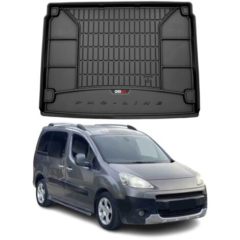 Tapis de Coffre 3D TPE Premium Compatible avec Peugeot Partner II 2008-2018  Bac de Protection de Coffre Intérieur antidérapant Revêtement de Coffre Bords Hauts pour Voiture Noir