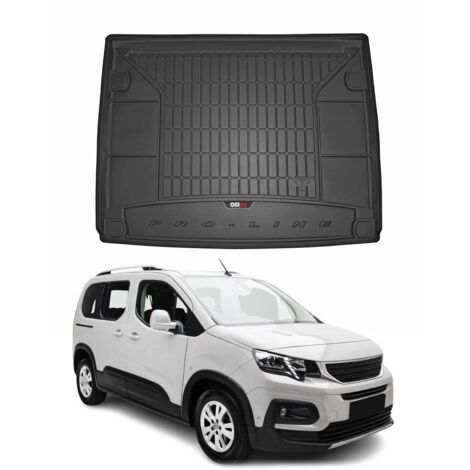 Tapis de Coffre 3D TPE Premium Compatible avec Peugeot Rifter 2018 à 2023, Bac de Protection de Coffre Intérieur antidérapant Revêtement de Coffre Bords Hauts pour Voiture Noir