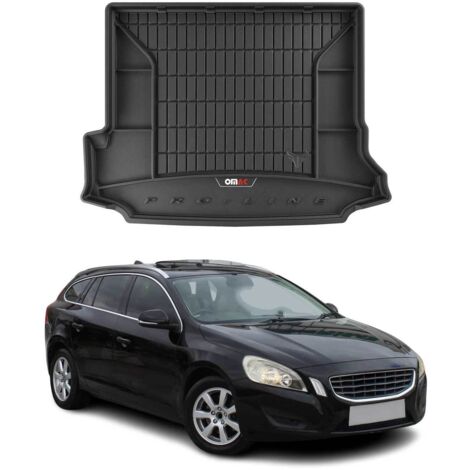 Tapis de Coffre 3D TPE Premium Compatible avec Volvo V60 2011-2018  Bac de Protection de Coffre Intérieur antidérapant Revêtement de Coffre Bords Hauts pour Voiture Noir