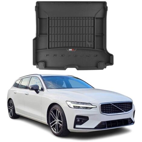 Tapis de Coffre 3D TPE Premium Compatible avec Volvo V60 II 2018-2022  Bac de Protection de Coffre Intérieur antidérapant Revêtement de Coffre Bords Hauts pour Voiture Noir