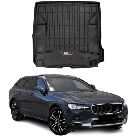 Tapis de Coffre 3D TPE Premium Compatible avec Volvo V90 2016-2022  Bac de Protection de Coffre Intérieur antidérapant Revêtement de Coffre Bords Hauts pour Voiture Noir