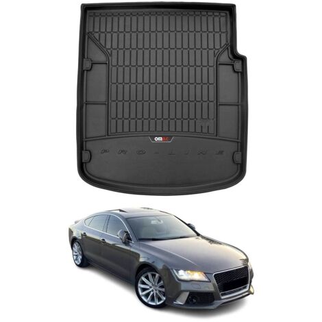 Tapis de Coffre 3D TPE Premium pour Audi A7 Sportback 2010 à 2017, Bac de Protection de Coffre Intérieur antidérapant, Revêtement de Coffre Bords Hauts pour Voiture, Noir