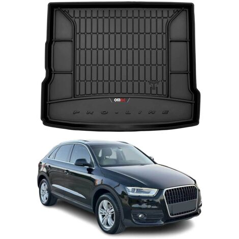 Tapis de Coffre 3D TPE Premium pour Audi Q3 2011 à 2018 Plancher Supérieur du Coffre, Bac de Protection de Coffre Antidérapant Revêtement de Coffre pour Voiture Noir