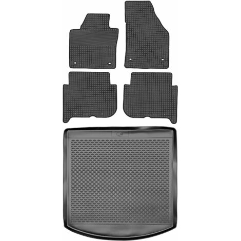 Tapis de coffre DOMA 290150 + tapis de sol DOMA 213680 - Volkswagen Touran I Minivan 5 places de 2010 à 2015, jantes ovales avant - INSTALLÉS