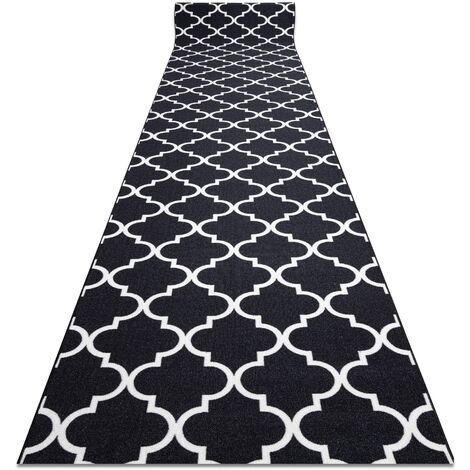 RUGSX TAPIS DE COULOIR ANTIDÉRAPANT TRÈFLE MAROCAIN noir 67 cm TRELLIS 30350 black 67x140 cm