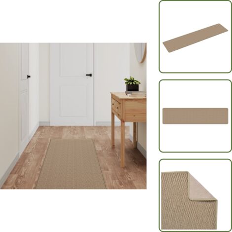 Tapis de couloir aspect sisal sable 50x200 cm - Tapis De Couloir - Tapis Entrée - Tapis Décoratif - Tapis Sisal - Tapis Brun