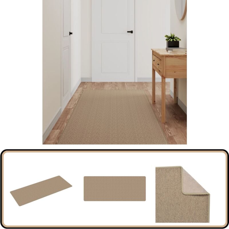 Tapis de couloir aspect sisal sable 80x200 cm - Tapis De Couloir - Tapis Entrée - Tapis Sisal - Tapis Brun - Tapis Décoratif