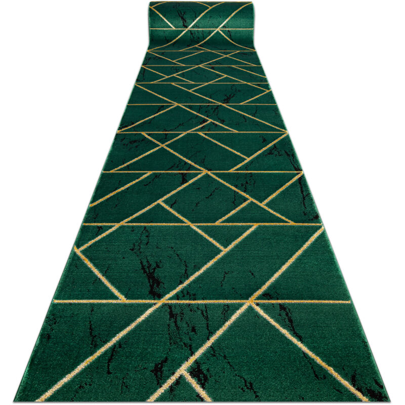 Tapis de couloir emerald exclusif 1012 glamour, élégant marbre, géométrique bouteille verte / or 100 cm green 100x250 cm