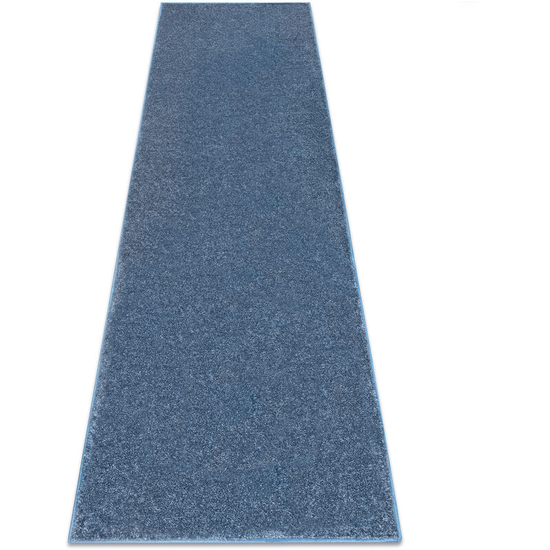 Tapis de couloir santa fe bleu 74 plaine couleur unie blue 80x350 cm