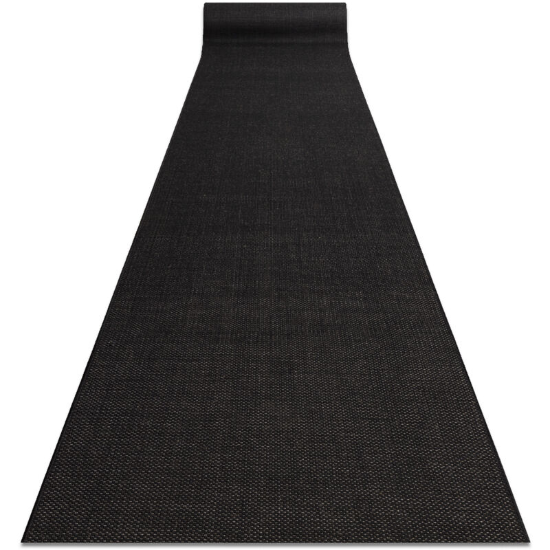 Tapis de couloir sizal floorlux modèle 20433 noir lisse black 80x600 cm