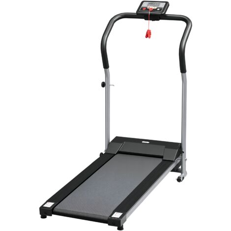 Tapis de course électrique pliable 1,25 CH, LCD, vitesse 1–10 km/h, roues, domicile bureau gym, 120x60x15 cm, noir gris