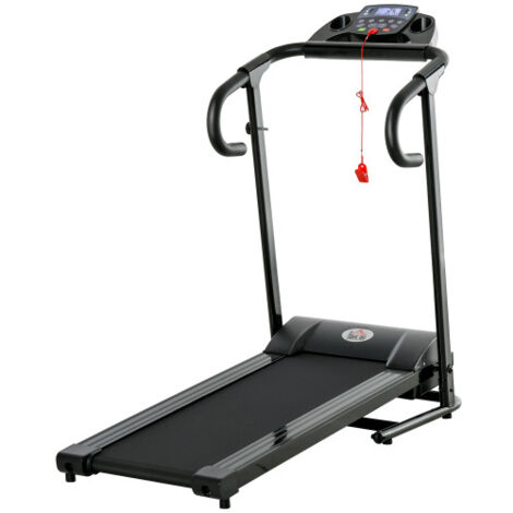 Tapis de course électrique pliable 500W, 0,8-10 km/h, écran LCD et support téléphone, noir, 123 x 62 x 117 cm, pour fitness à domicile