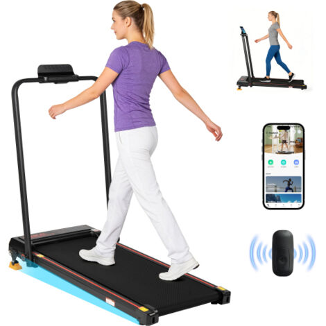 Tapis de course électrique pliable pour maison, jusqu’à 12 km/h, avec application, télécommande, écran LED, inclinaison réglable, charge max. 120 kg, 0,75 HP