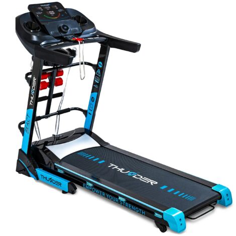 Tapis de course électrique pliable REACT-DS-BLACK 18km/h domestique avec capteur d'impulsion Écran LCD USB AUX 160kg
