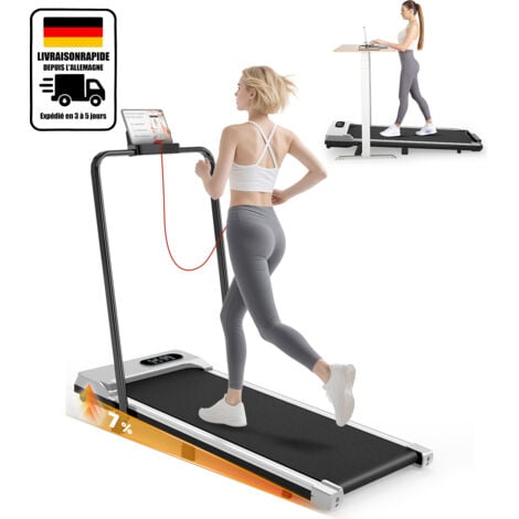 WOWTTRELAX Tapis de Course Pliable 8 km/h - Tapis de Marche Pliable Motorise Walking Pad Electrique Silencieux - Argent