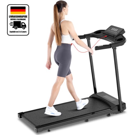 Tapis de course pliable Wowttrelax, Vitesse 1-12 km/h, 12 Programmes d'exercices, avec Capteur d'impulsion - APP Contrôle - Bluetooth