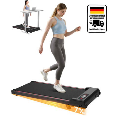 Tapis de course portable de 2,5 HP pour bureau et maison, ultra silencieux et sans installation avec 0,6 à 6,2 MPH, télécommande, écran LED, capacité de 136 kg（noir）