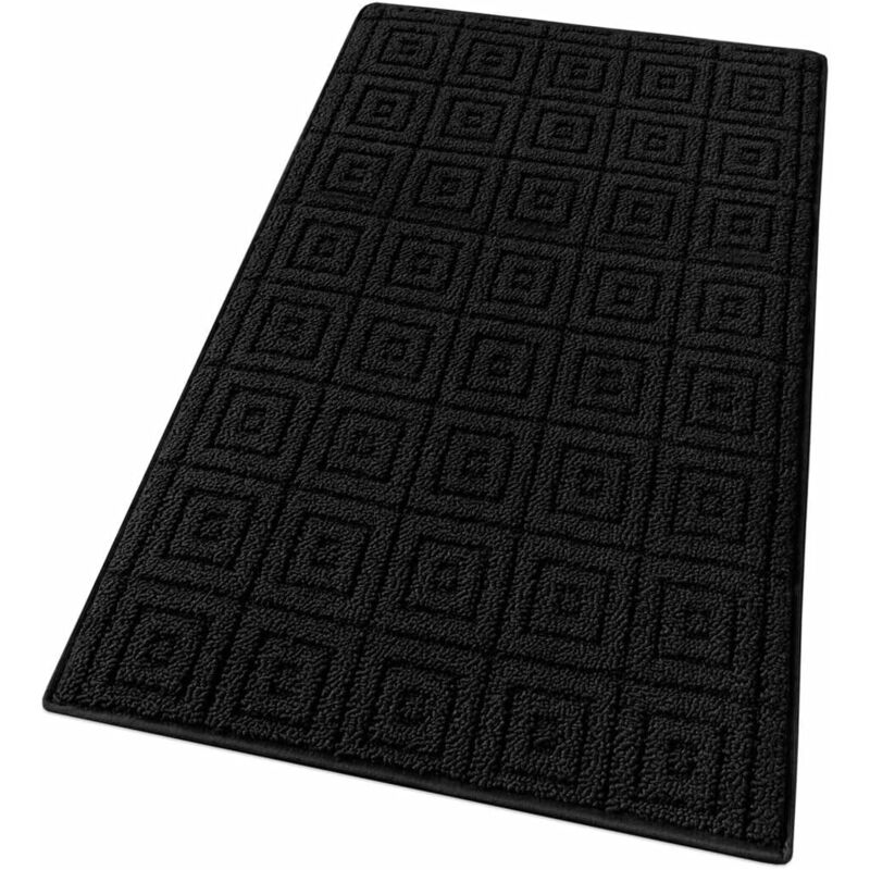 Emmevi Mv S.p.a. - Tapis de Cuisine 3D Coureur Bordé Absorbant Antidérapant Lavable En Différentes Tailles Noir - 57x190 cm