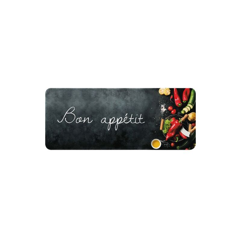 Id Mat - idmat - Tapis decor de cuisine bon appetit noir 50x120 cm