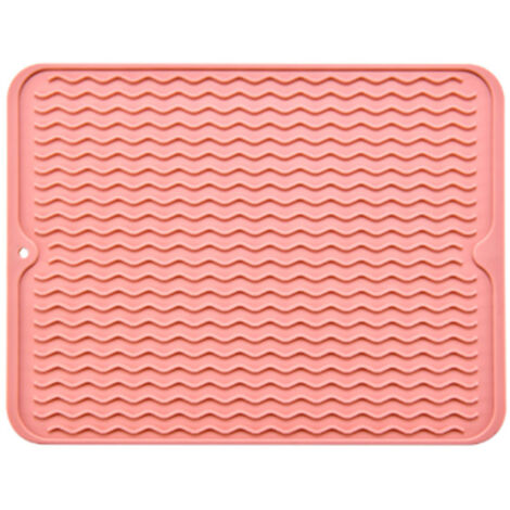 Tapis de Cuisine Anti-Dérapant Imperméable Résistant à la Chaleur pour Séchage de Vaisselle Rose