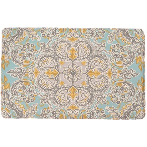 Tapis de cuisine antidérapant 40x60 cm en flanelle douce style fleurs rétro, absorbant