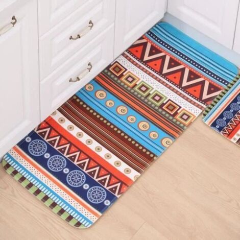 Tapis de Cuisine Antidérapant Tapis Devant Evier Absorbant 2 Pièces - 40 x 60 + 50 x 120 cm - Multicolore