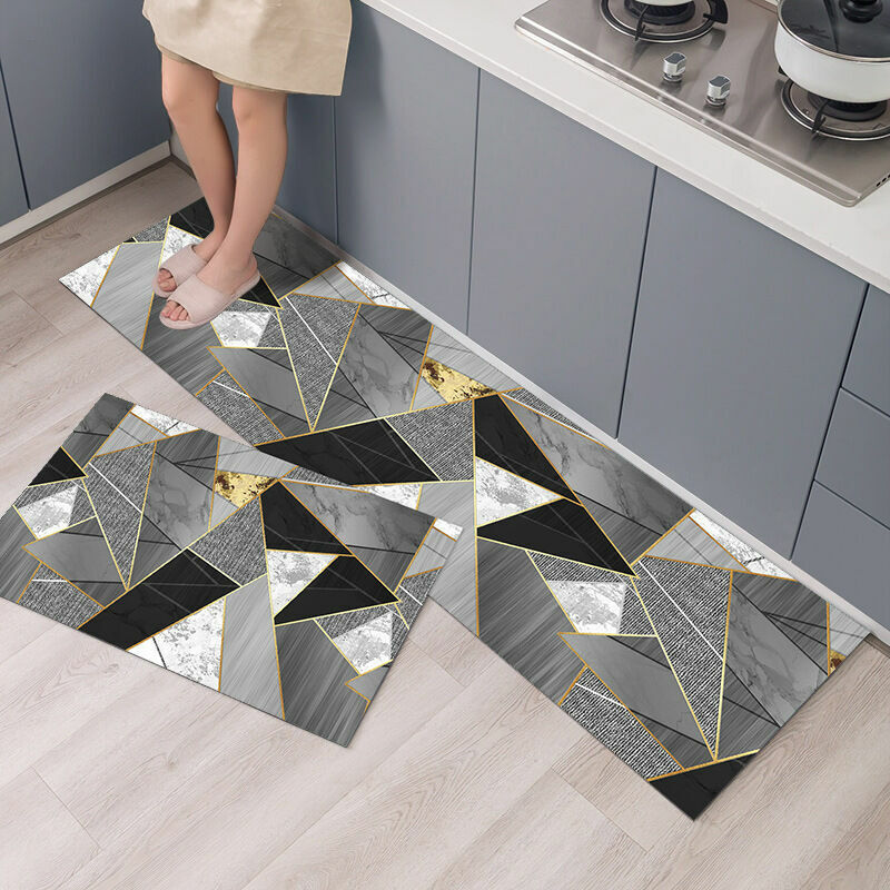 Derrui - Tapis de cuisine antidérapants, Lot de 2 absorbent l'eau et l'huile - Tapis de cuisine - Tapis étanche à la poussière pour l'intérieur, 40 x