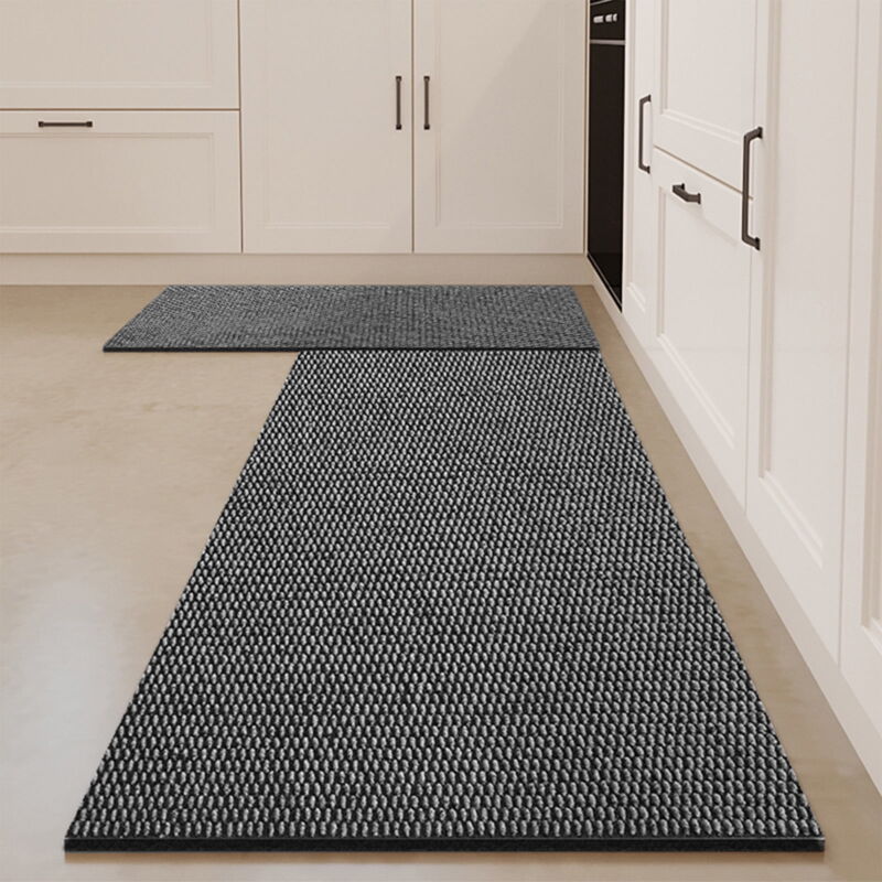 Tapis de cuisine antidérapants, non huilés, lavables, imperméables, pour porte d'entrée, absorbants, gris