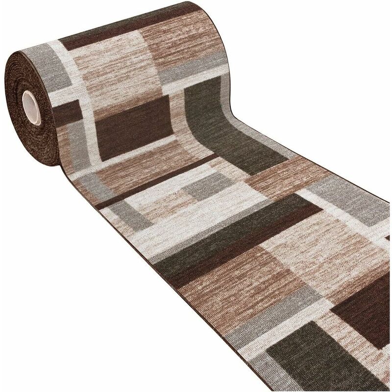 Emmevi Mv S.p.a. - Tapis de Cuisine Bordé Coureur Antidérapant Lavable Marron - 50x80 cm