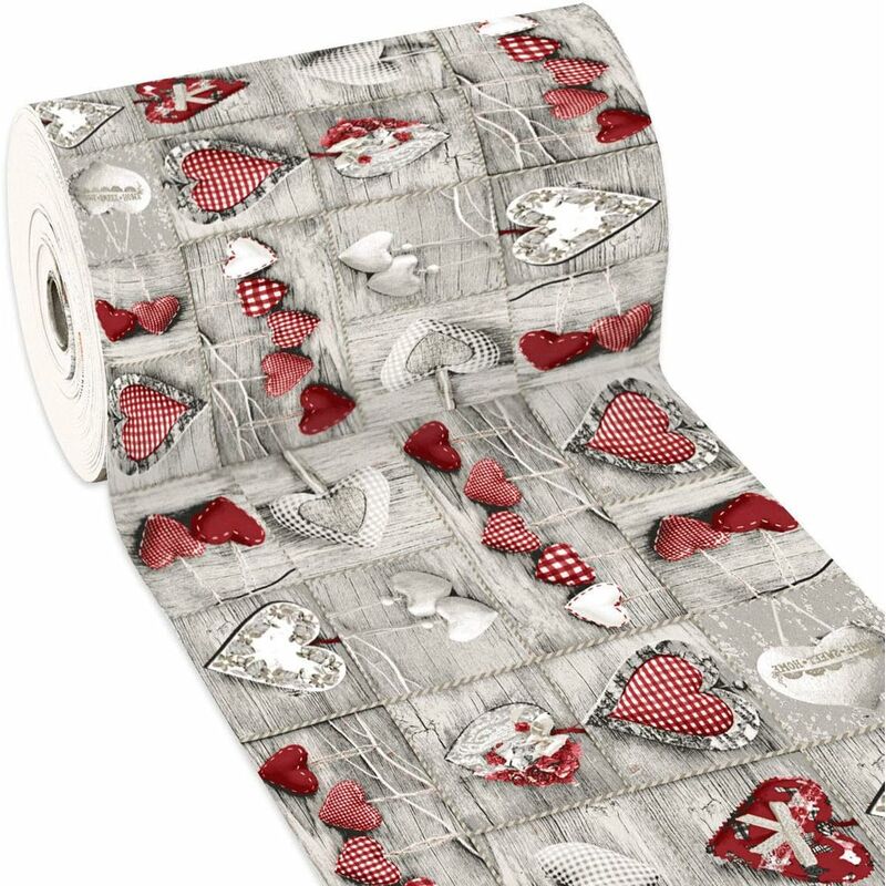 Emmevi Mv S.p.a. - Tapis de Cuisine gomme Pvc Duveteux Antidérapant Résistant aux taches Différentes Tailles Shabby Chic Coeurs - 50x80 cm