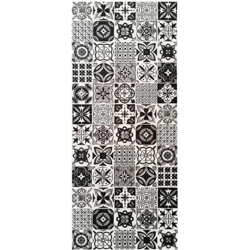 Tapis de Cuisine Carreaux de Ciment Black Dimensions - 90x130 – Qualité supérieure pour Maison, Appartement, Bureau – Style élégant et durable –