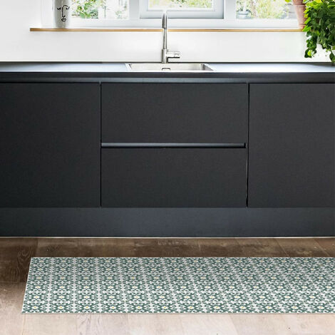 Tapis de cuisine CLOVIS - Carreaux de Ciment Vert - Maison Danaé