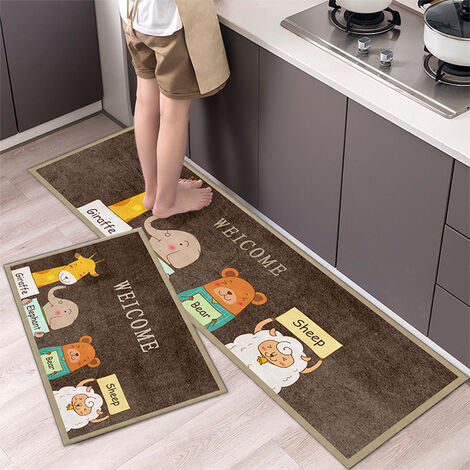 Tapis de cuisine, dessin animé chat, lavable, antidérapant, séchage rapide, pour salle de bains, pieds, entrée, bain, paillasson, salon,16,40x120 cm