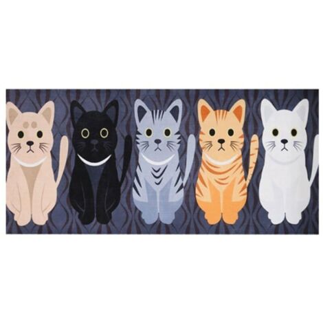 Tapis de Cuisine Devant Évier Lavable Antidérapant en Flanelle - Motif Chat, Long et Absorbant, Antifatigue - Dimensions 40x60 cm