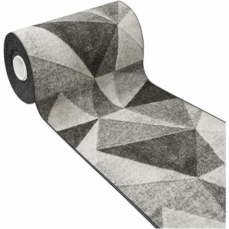 Tapis de Cuisine Effet 3D Tissage Plat Antidérapant Couloir Salle de Bain Gris - 50x115 cm