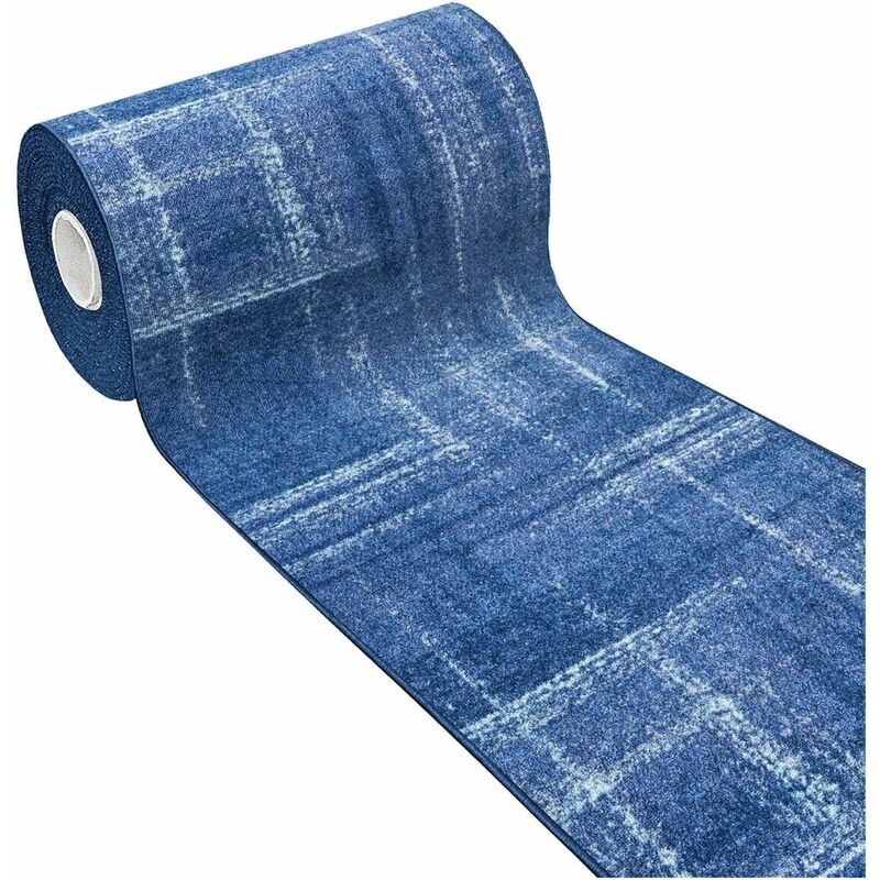 Emmevi Mv S.p.a. - Tapis de Cuisine Effet Strié Tissage Plat Antidérapant Couloir Salle de Bain Bleu - 57x190 cm