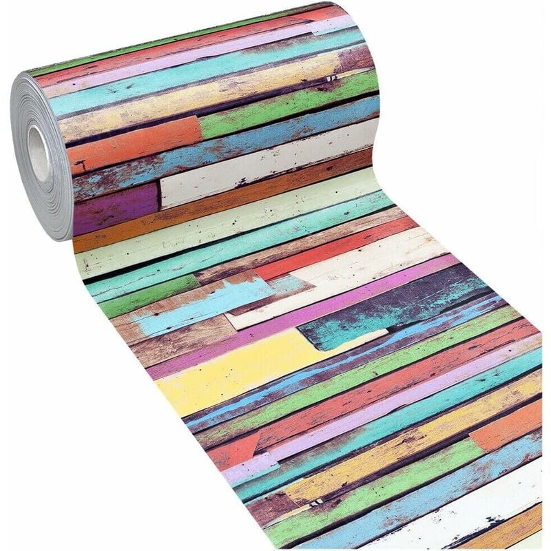 Tapis De Cuisine En PVC AntiTaches Motif Bandes Colorées Decoupable Antidérapant Lavable - 51x160 cm