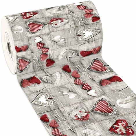Tapis de Cuisine gomme Pvc Duveteux Antidérapant Résistant aux taches Différentes Tailles Shabby Chic Coeurs - 50x40 cm