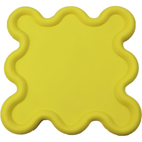 Tapis de cuisine jaune en PVC résistant à la chaleur et imperméable, forme irrégulière pour bols et assiettes