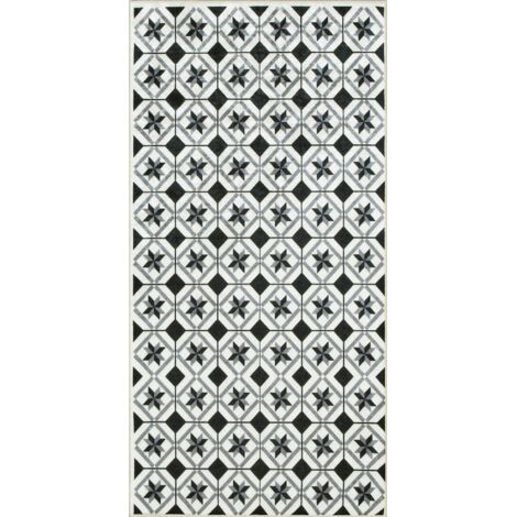 Tapis de cuisine Lavable 30° 50x180 noir LYN11 N & B