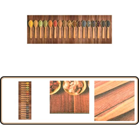 Tapis de cuisine lavable Cuillères 60x300 cm - Tapis De Cuisine - Tapis Absorbant - Tapis Décoratif - Tapis Entrée - Tapis Salon