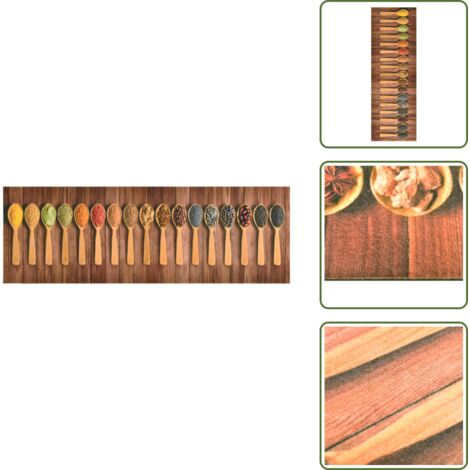 Tapis de cuisine lavable Cuillères 60x300 cm - Tapis De Cuisine - Tapis Absorbant - Tapis Décoratif - Tapis Entrée - Tapis Salon