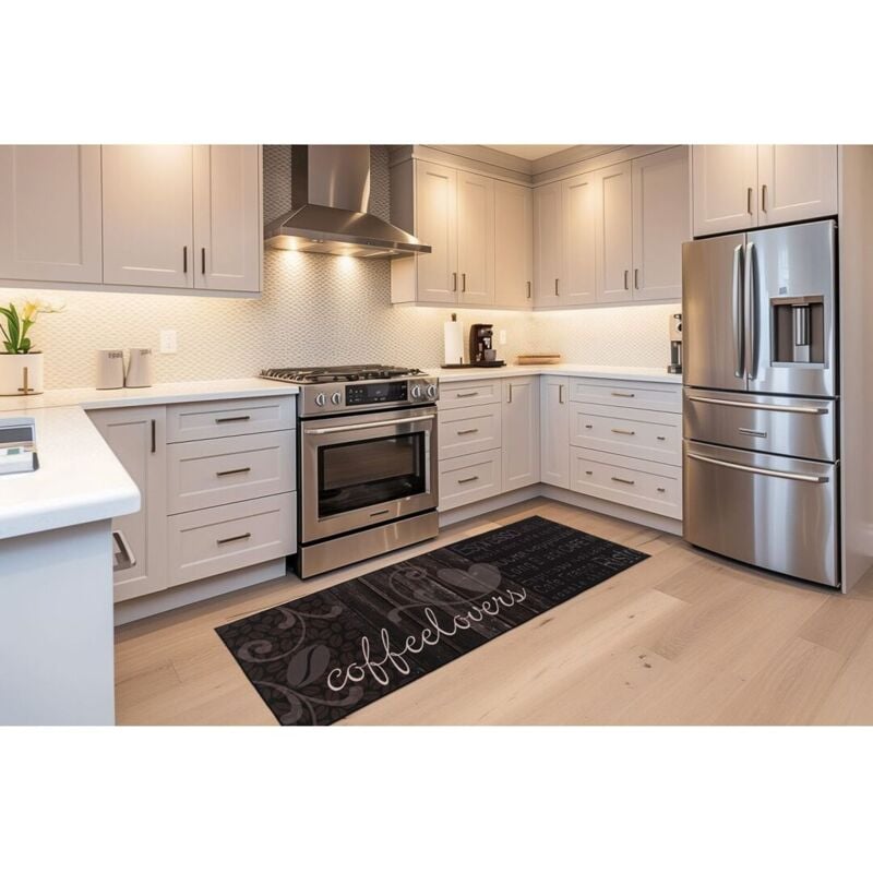 Tapis de cuisine rectangle noir Edene Noir 60x180