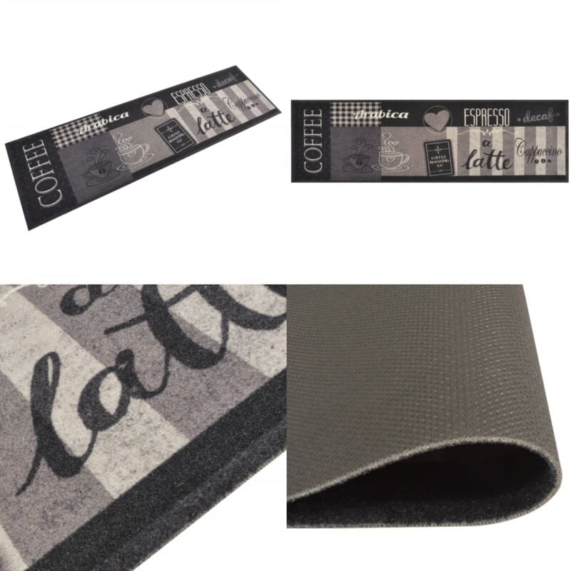 Tapis de cuisine lavable impression café noir 45x150 cm velours - Tapis De Cuisine - Tapis Absorbant - Tapis Décoratif - Tapis Moderne - Tapis